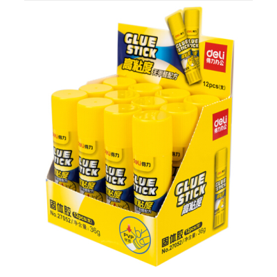 得力(deli)36g高粘度PVP固體膠水 無甲醛快干耐用膠棒 12支裝 辦公用品 27052 